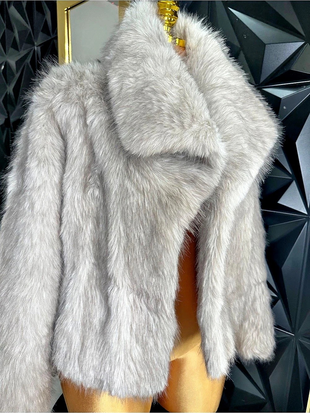 🔥🧥CHICME Faux Fur Teddy Jacket in Gray